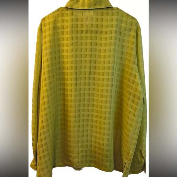 Liz Baker Women's Lime Green Long Sleeve Blouse Size 18 EUC Sheer - Picture 8 of 10